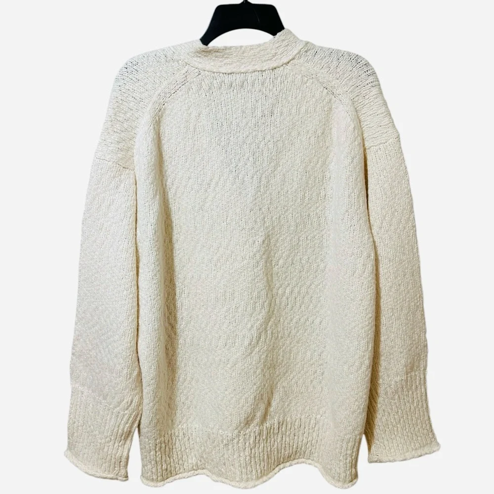 J. CREW ivory Relaxed Cardigan in Textured Yarn oversized boxy fit NWOT - Large - Picture 6 of 11